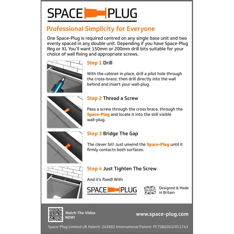 Space-Plug Adjustable Spacer Fixings (Regular size for 30-50mm gaps), 10