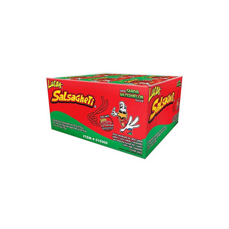 Lucas Salsagheti Watermelon Flavor, 0.85 Ounce, 24 package box