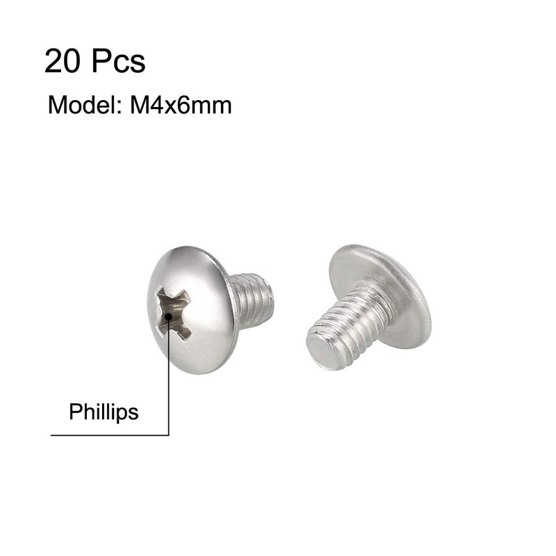 sourcing map Machine Screws, M4x6mm Phillips Screw, 304 Stainless Steel,