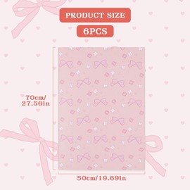 6 x Bow Wrapping Paper, Cute Bow Wrapping Paper Pink Girl Gift Wrap 70 x 50cm for Birthday Wedding Valentine's Day Baby Shower