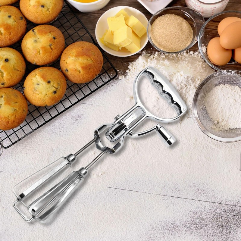 2024 Upgrade Stainless Steel Egg Beater, Rotary Whisk, Easy to