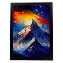 Nacnic Mount Everest Oil Painting Style Poster. Illustrations of monuments and cities in Full Colour Photographic Style. Interior Design and Decoration. Size A4.