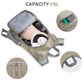 G4Free 15L Hiking Daypack Lightweight Travel Backpack Packable Outdoor Casual Foldable Shoulder Bag (Beige)