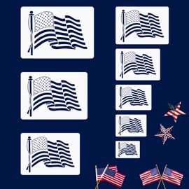 American Flag 4th of July Independance Day Stencil Reusable USA Flag Stencils Painting on Wood Crafts Fabric Airbrush Paper Walls for Educational and Event Displays
