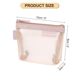 sourcing map Mini Zipper Mesh Bag 3" x 5", 5 Pcs Nylon Small Makeup Zipper Mesh Pouch Cosmetic Case Mesh Storage Bags for Earphone, Credit Card, Pink