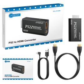 AUTOUTLET PS2 to HDMI Converter, PS2 to HDMI Adapter Converter PS2 to HDMI Converter with 3.5 mm Headphone Audio Socket and 1.5 m HDMI Cable, for PS2 HDTV HDMI Monitor