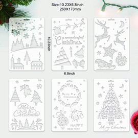 Konsait 12Pack Christmas Stencils Templates, Reusable Christmas Drawing Painting Template, Xmas Stencils for Greeting Cards, Albums, Scrapbook, Notebook, Journal, Wall Art Wood, Xmas Gift Home Decor