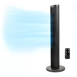 Comfort Zone 40" 3-Speed Oscillating Portable Tower Fan with Remote, Black