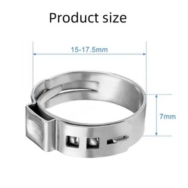 50PCS 1/2 Inch PEX Cinch Clamp Rings, 304 Stainless Steel Pex Crimp Rings for PEX Tubing, Single Ear Hose Clamps, Pipe Fitting Connections(Silver)