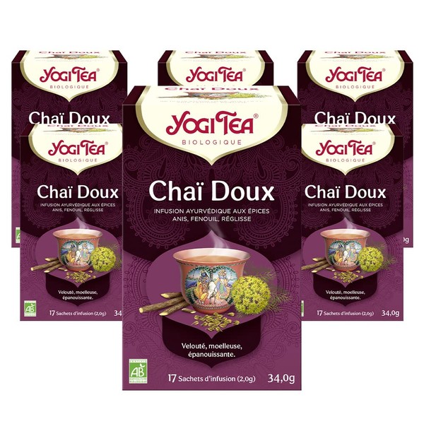 YOGI TEA, Sweet Chai, Organic Infusion, Naturally Caffeine-Free Herbal Tea, Anise, Fennel and Licorice Mix, 102 (6x17) Tea Bags