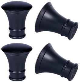 GORGECRAFT 4PCS Plastic Curtain Rod Covers Black Trumpet Curtain Caps Ends Decorative Head Curtain Pole Finials 28mm Inner Diameter Round Heads for Home Office Curtain Roman Rod Decor(78x68mm)