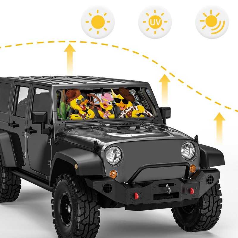 DaisyInner Windshield Sun Shade Compatible with Jeep Jk Jku Jl