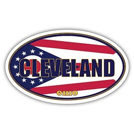 Cleveland City Ohio State Flag | OH Flag Cuyahoga County Oval State Colors Reflective Sticker Car Decal 3x5 inches