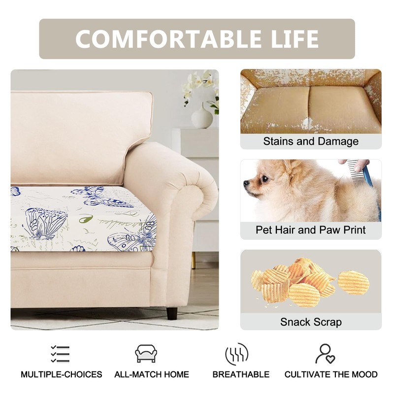 SearchI Stretch Printed Sofa Couch Cushion Covers Replacement Chair Cushion