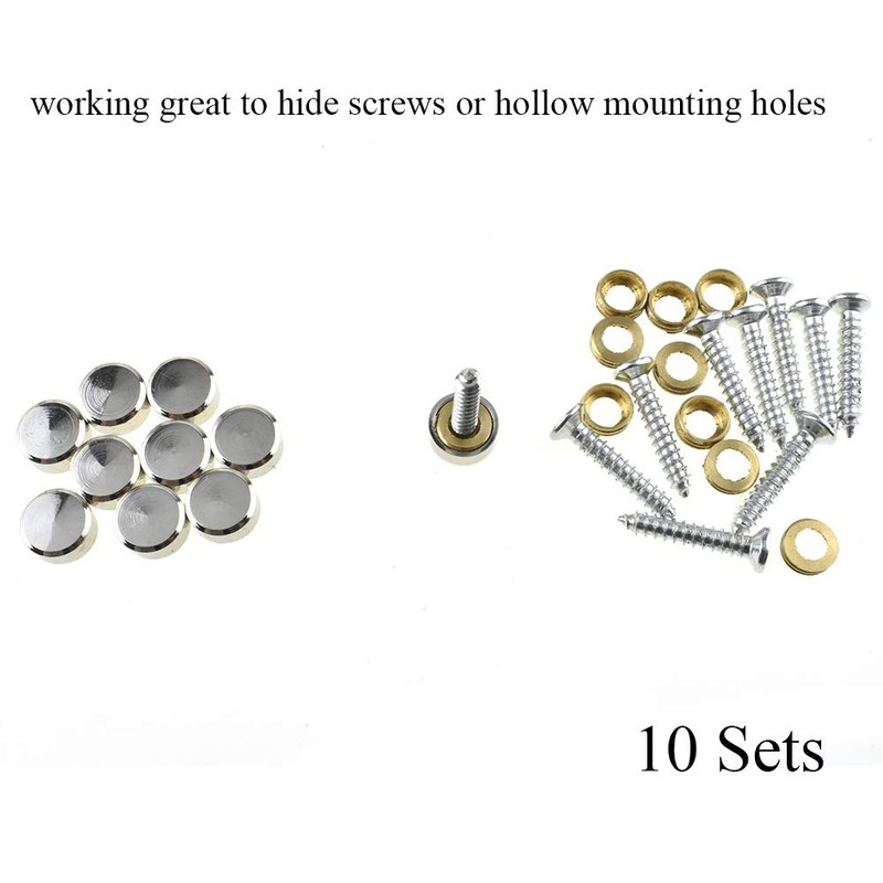 Hahiyo 10mm Diameter Mirror Screws Brushed Stainless Steel Solid Easy
