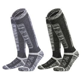 YUEDGE Merino Wool Snowboarding Ski Socks Knee High Thermal Hunting Socks Winter Warm Boot Socks For Men Size 6-9, 2 Pairs/Pack