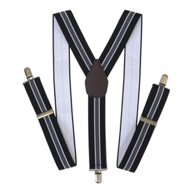 SWINGPLUS Gevalt Suspenders, Striped, Hanging Band, Casual, Formal, Business, Unisex, Made in Japan, One Size Fits Most, Black