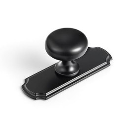 Goo-Ki Black Zinc Alloy Cabinet Knob (with Backplate) - Single Hole Center Affordable Luxury Cabinet Pull Hardware for Bedroom, Kitchen, 6 Pack
