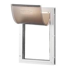 Happybuy Pet Door, 16.65" x 27.44" Aluminum Frame with Lock and Flap System, Weatherproof Doggy Door, Easy to Install in Interior or Exterior Doors, (White-XL)