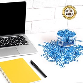 Kempshott 750 - Clips de papel lisos, varios tamaños, pequeño, mediano y grande, ideal para el hogar, la escuela y la oficina (azul)