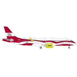herpa 559690 - Airbus A220-300 Latvia 100 inch, AirBaltic Passenger Airplane, Aeroplane Model, Aviator, Miniature Models, Small Model, Collectible, Detailed, Metal, Multicoloured - Scale 1:200