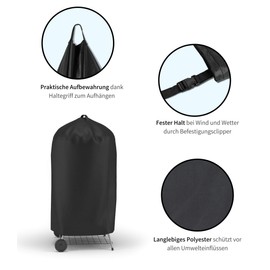 Springreen Barbecue Cover Weatherproof for Kettle Barbecue Diameter 71 x 68 cm – High-Quality Kettle Grill Cover Made of 100% Polyester – Grill Cover, Protective Cover Grill – Waterproof, Windproof,