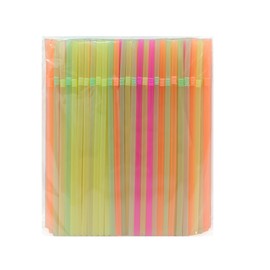 FOREVERIE 100 PCS Regular Plastic Flexible Bendy Straws Disposable for Drinking, 0.24 Inch/6mm Diameter, 8.27 Inches/21cm Length, Soft Semi Clear Multi Light Colors Mix
