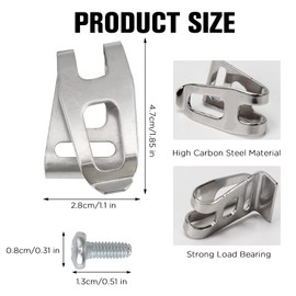 4 Stück Gürtelclip,Ersatz-Gürtelclip-Haken aus Edelstahl,Akkuschrauber Haken Halterung,Kompatibel mit XFD01 XFD07D DTD144 DTD144Z DHP481 12V 18V für Den Batteriesockel Einer Elektrischen Bohrmaschine