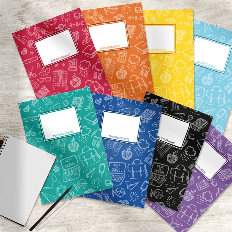 Papierdrachen 8 High-Quality Paper Notebook Covers for Children, DIN A5,