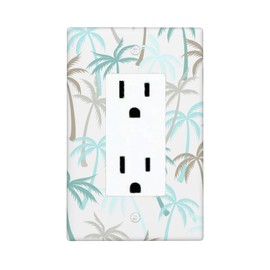 Mdulftar Palm Tree Decorator Light Switch or Receptacle Outlet Wall Plate Tropical Green Plant Palm Leaf Single Rocker Wallplate Size 1-Gang 4.50" x 2.76"