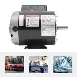LIYUANJUN Air Compressor Electric Motor, 1/2 HP, 3450 RPM, Single Phase, Low Noise Operation, High Efficiency, Black, Includes Motor & English Manual, Ideal for Air Compressors & Related Appliances