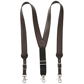Nocona Belt Co. Men's Standard Gallus Basketweave Embossed Leather Suspenders, Brown, X-Large