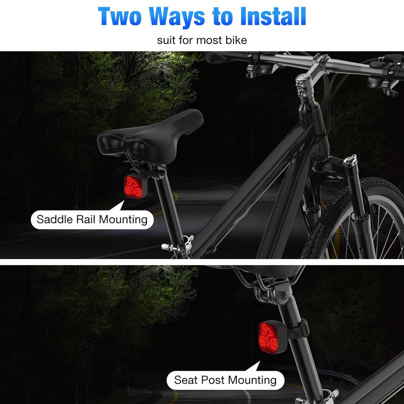 NAACOO Smart Bike Tail Light with Custom LED Patterns (Heart/Smile/Bear/Bike),