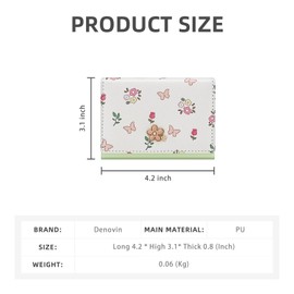 Denovin Small Wallets Woman, Cute Tri-fold Flower Wallet for Women, Floral Wallets Credit Card Coin Holder Purse with ID Window for Key Cash Change, Green, Classic