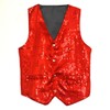 Red Unisex Sequin Vest Waistcoat Dance Party Show Costume Mens