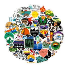Wilderness Adventure Outdoor Stickers 100 Pcs Hiking Camping Sticker Travel Waterproof Vinyl Decals for Cars Laptop Water Bottle Luggage Suitcase Motorcycle Y4-LYTZ (Camp)