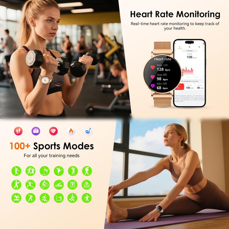 AURAFIT Smart Watch for Women 1.32" Fitness Tracker Watch 7.7mm
