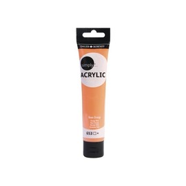Daler-Rowney Simply Acrylic Paint, Plastic Tube, 2.54oz - 75 ml, Neon Orange