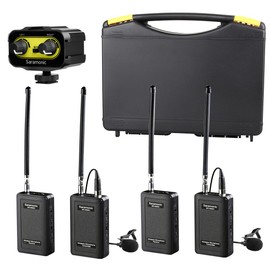 Saramonic Wireless VHF Lavalier Microphone Bundle with 2 Bodypack Transmitters, 2 Receivers, and 2-Ch Mixer for DSLR Cameras, Camcorders and More - 200' Wireless Transmission Range (Black and Yellow)