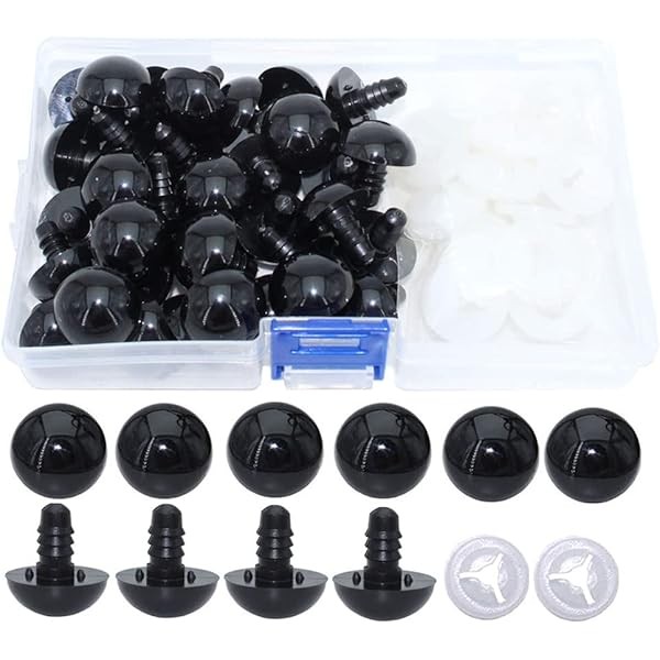 ARTCXC 50Pcs 20mm Black Solid Plastic Safety Eyes Craft Eyes