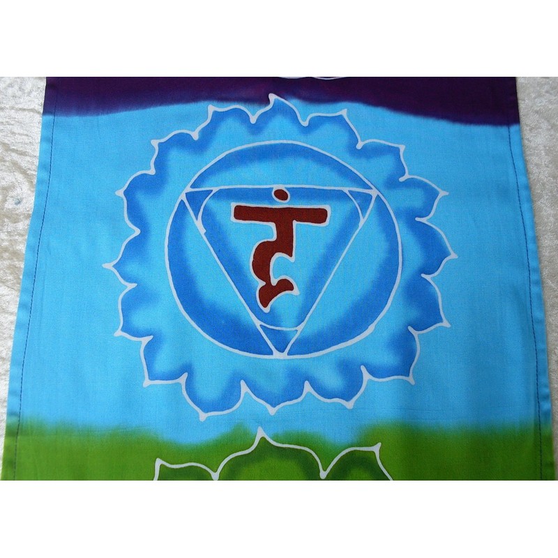 Large Batik Rainbow Chakra Meditation Cotton Wall Hanging - Hand