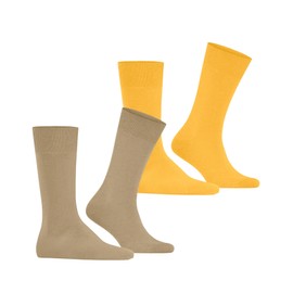 Burlington Men's Everyday 2-Pack Socks Breathable Cotton Reinforced Men's Socks Skin Friendly Durable Plain Business Everyday Multipack 2 Pairs, Beige Sesame 4410