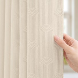 BTTN Cream Arch Textured Waterproof Fabric Shower Curtain Set, 72x72, Beige