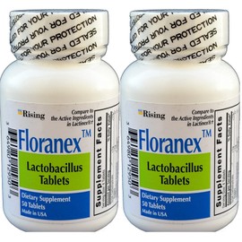 Floranex Probiotic for Colon Health Generic for Lactinex 50 Tablets per Bottle Pack of 2 Total 100 Tablets