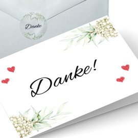 Laurea Verde Pack of 15 Wedding Confirmation Thank You Cards with Envelopes and Thank You Stickers, Folding Cards DIN A6, 10.5 x 14.8 cm, in Boho Design, Hydrangea