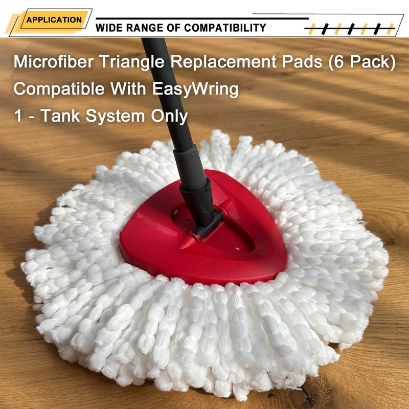 6 Reusable Absorbent Pads + Spare Mop Head-Compatible with Vileda