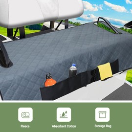 ZDHQLHJ Universal Golf Cart Seat Cover, 50.5x31.7inch Club Car Seat Blanket with 4 Front Storage Pockets, for EZGO RXV TXT Club Car DS Precedent and More 2 Person Seats Golf Carts