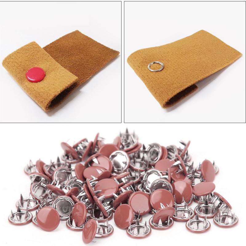 100 Set Snap Button Colorful Brass Prong Press Stud Sewing