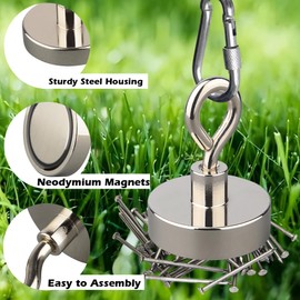 MUTUACTOR Strong Fishing Magnets Kit,1100lb Large Neodymium Rare Earth Magnets Heavy Duty Powerful Magnet Fishing with 65ft Salvage Rope,Gloves,Waterproof Bag for Finding Lost Treasures in Rivers