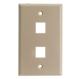 Keystone Wall Plate 2 Port, Beige (Cat5e, Cat6, Coax (Video), Aux (Cat6 for Data, IP Phone, POTS or Other), Single Gang, CableWholesale
